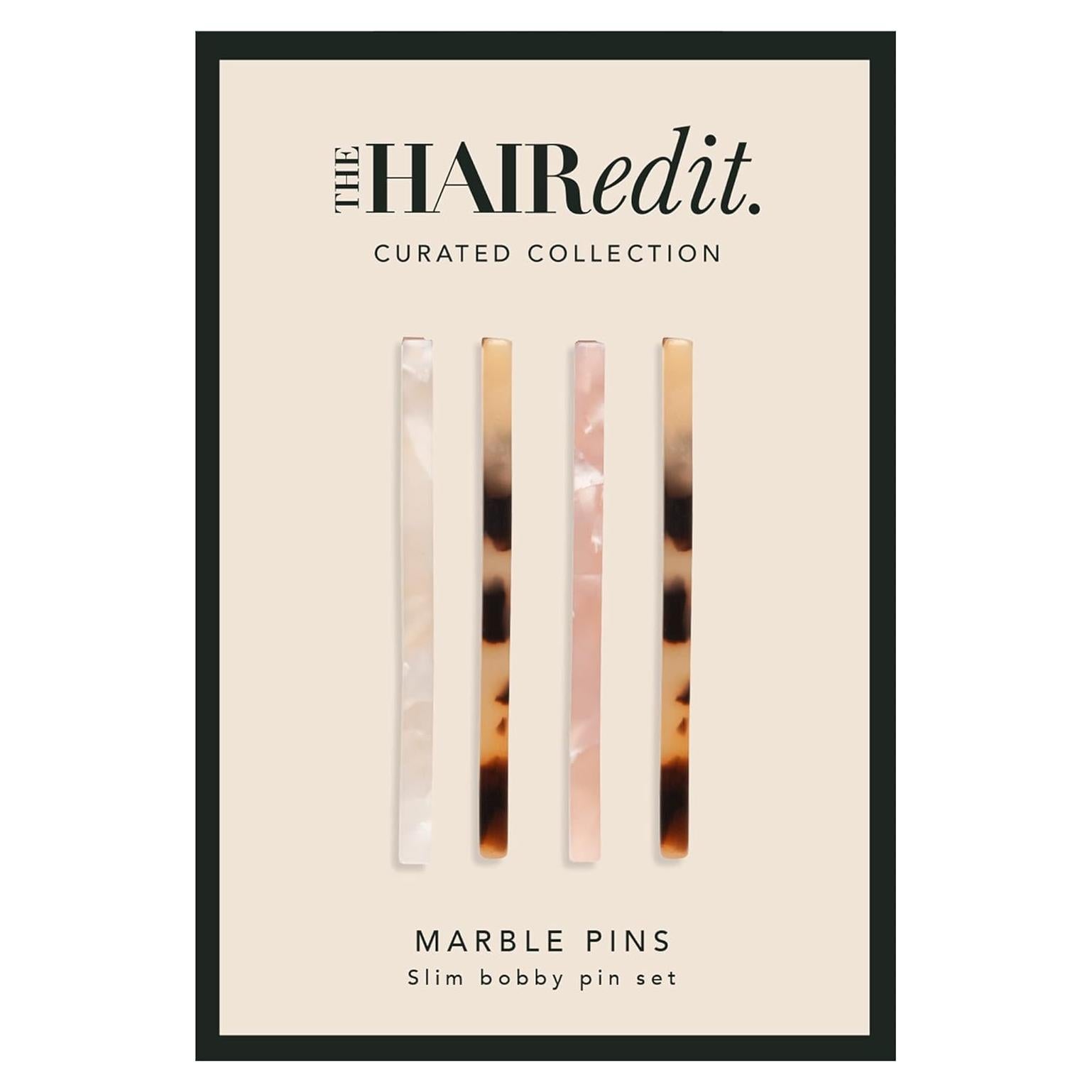 Pasadores de Cabello de Mármol Acetato Multicolor - 4 Unidades