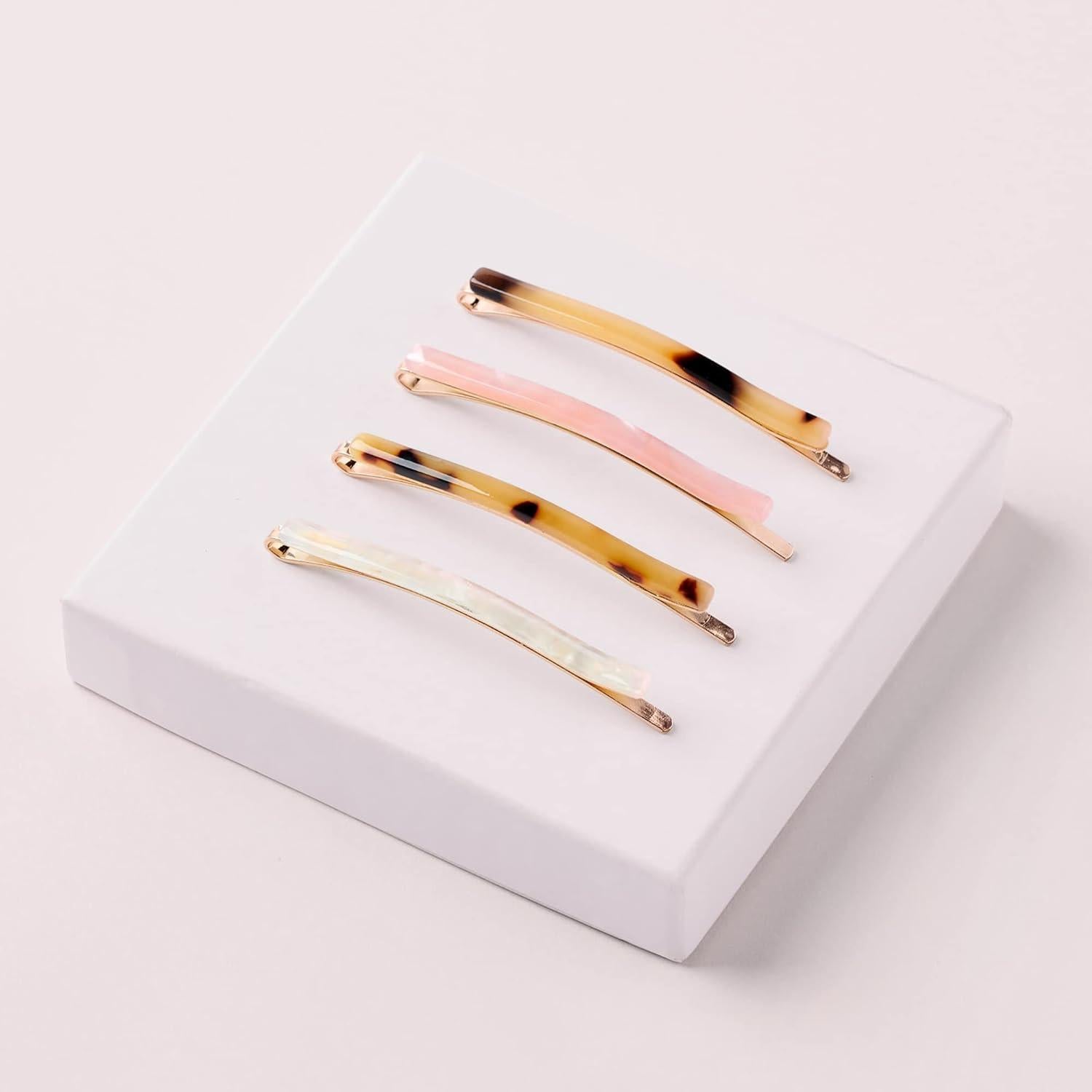 Pasadores de Cabello de Mármol Acetato Multicolor - 4 Unidades