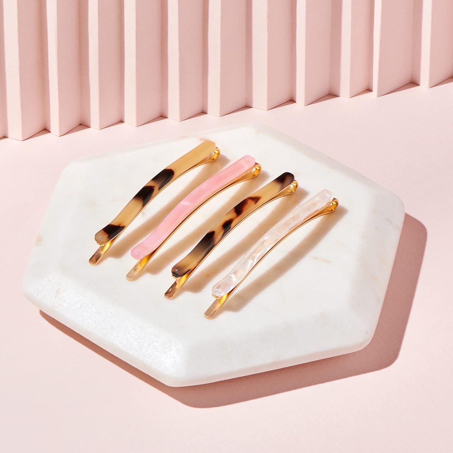 Pasadores de Cabello de Mármol Acetato Multicolor - 4 Unidades