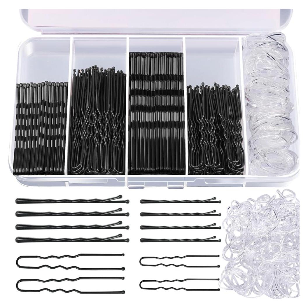 300 Gomas y Horquillas para Cabello UUYYEO - Transparente y Negro
