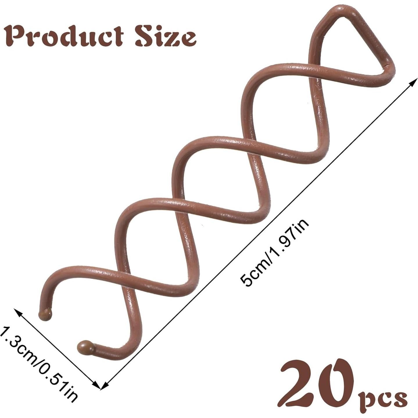 20 Pasadores de Cabello en Espiral Molain - Color Marrón