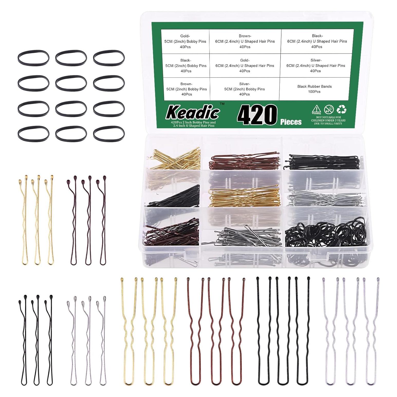 Keadic Kit de Horquillas de Metal 421 Piezas con Estuche