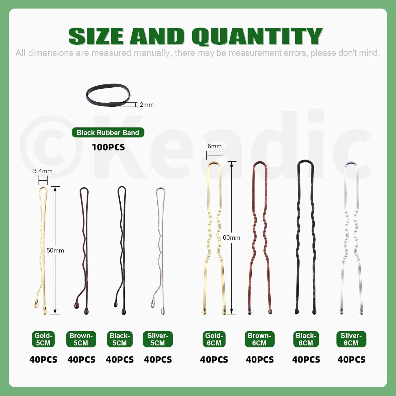 Keadic Kit de Horquillas de Metal 421 Piezas con Estuche