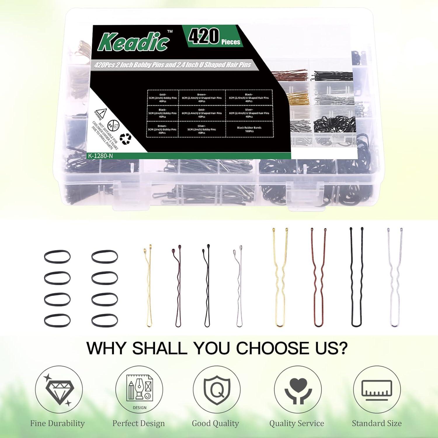 Keadic Kit de Horquillas de Metal 421 Piezas con Estuche