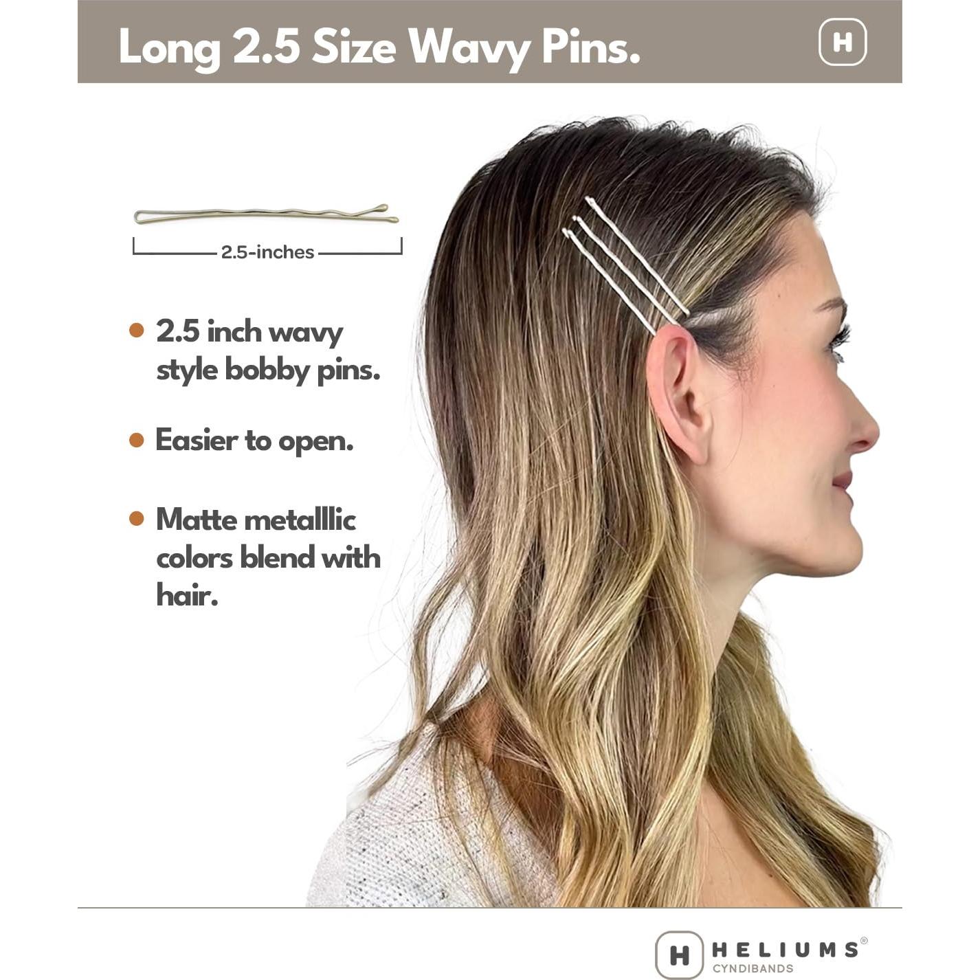 Pinzas de cabello grandes Heliums - Rubio oscuro - 6.35 cm - Paquete de 24