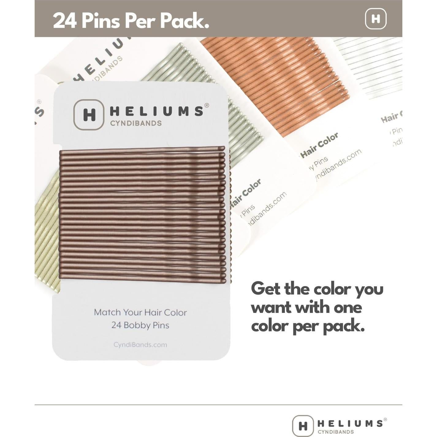 Pinzas de cabello grandes Heliums - Rubio oscuro - 6.35 cm - Paquete de 24