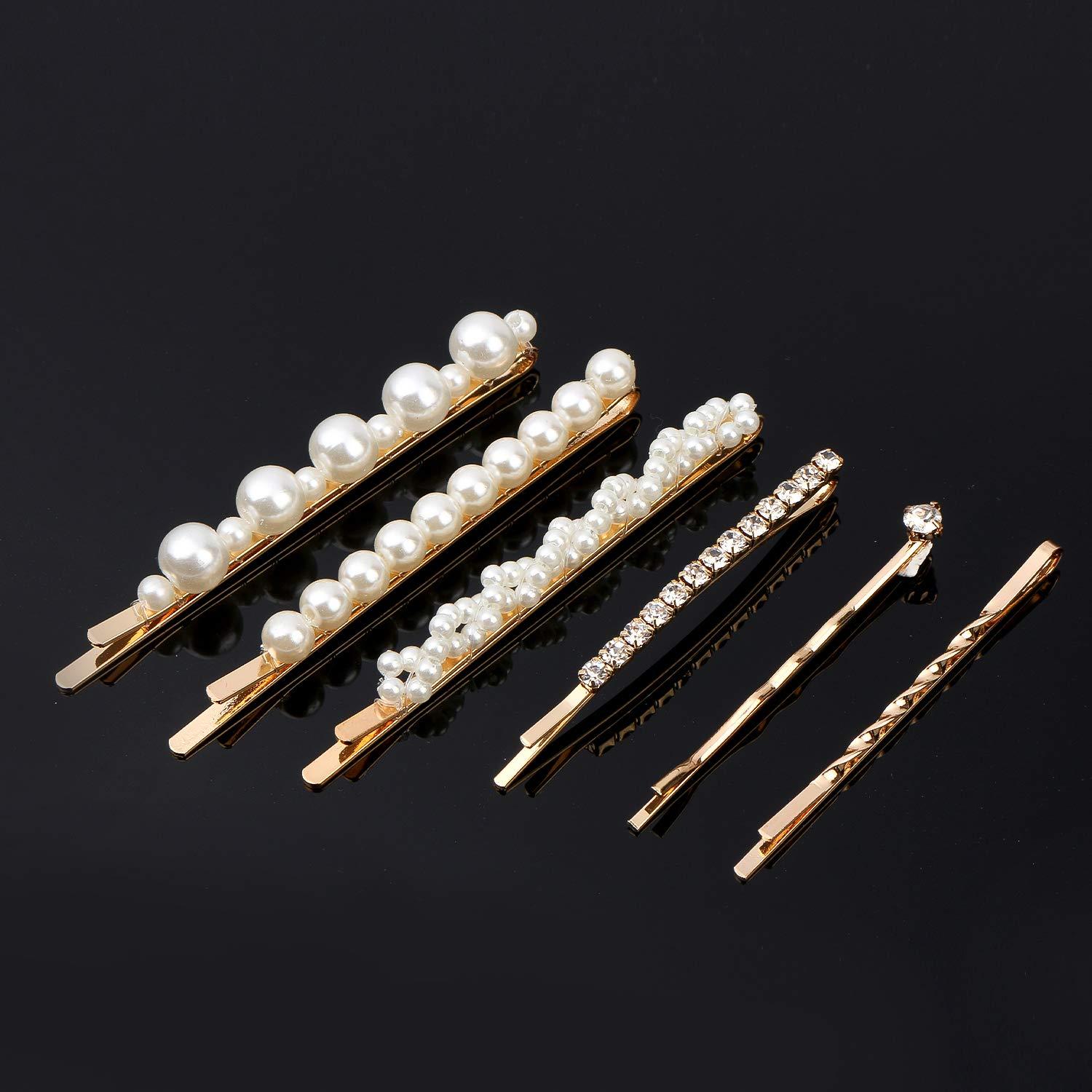 20 Horquillas Elegantes Folansy con Perlas y Rhinestone