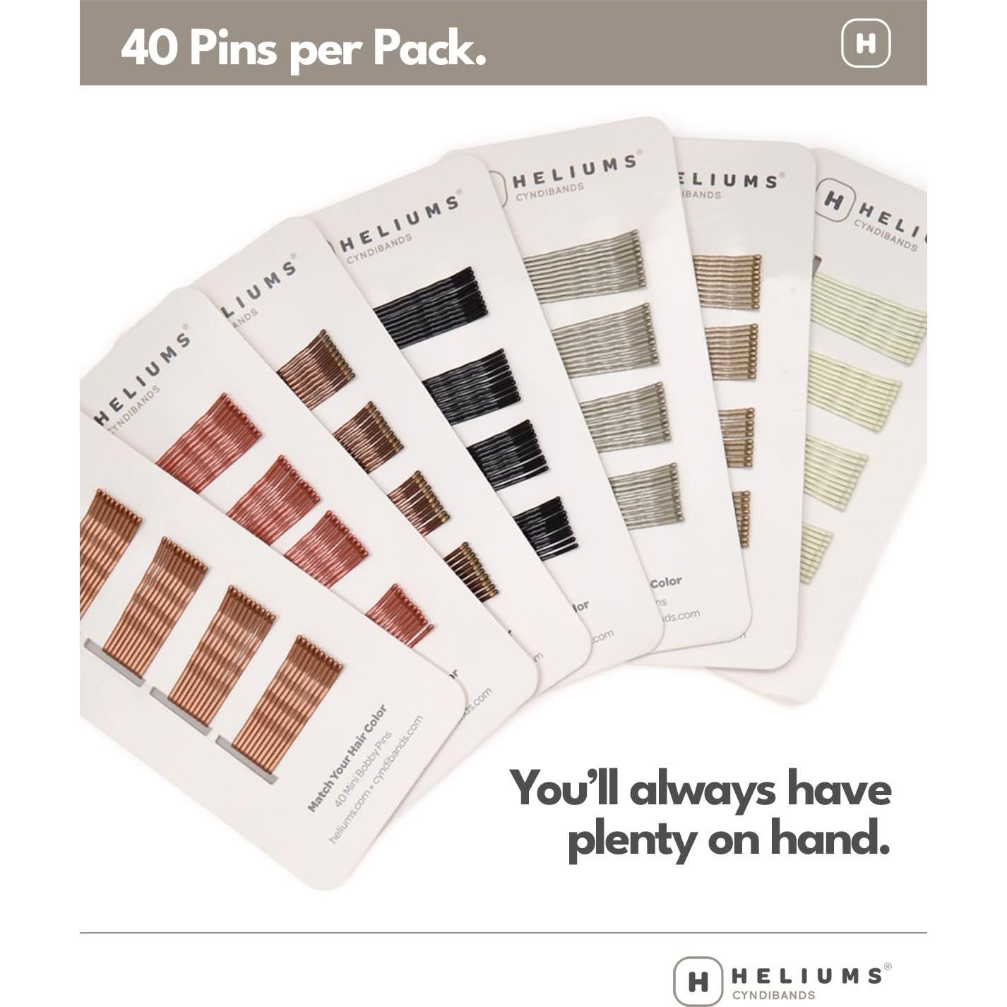 Pinzas Mini Heliums Rubio Ceniza 40 Unidades 3.81 cm Cabello Fino