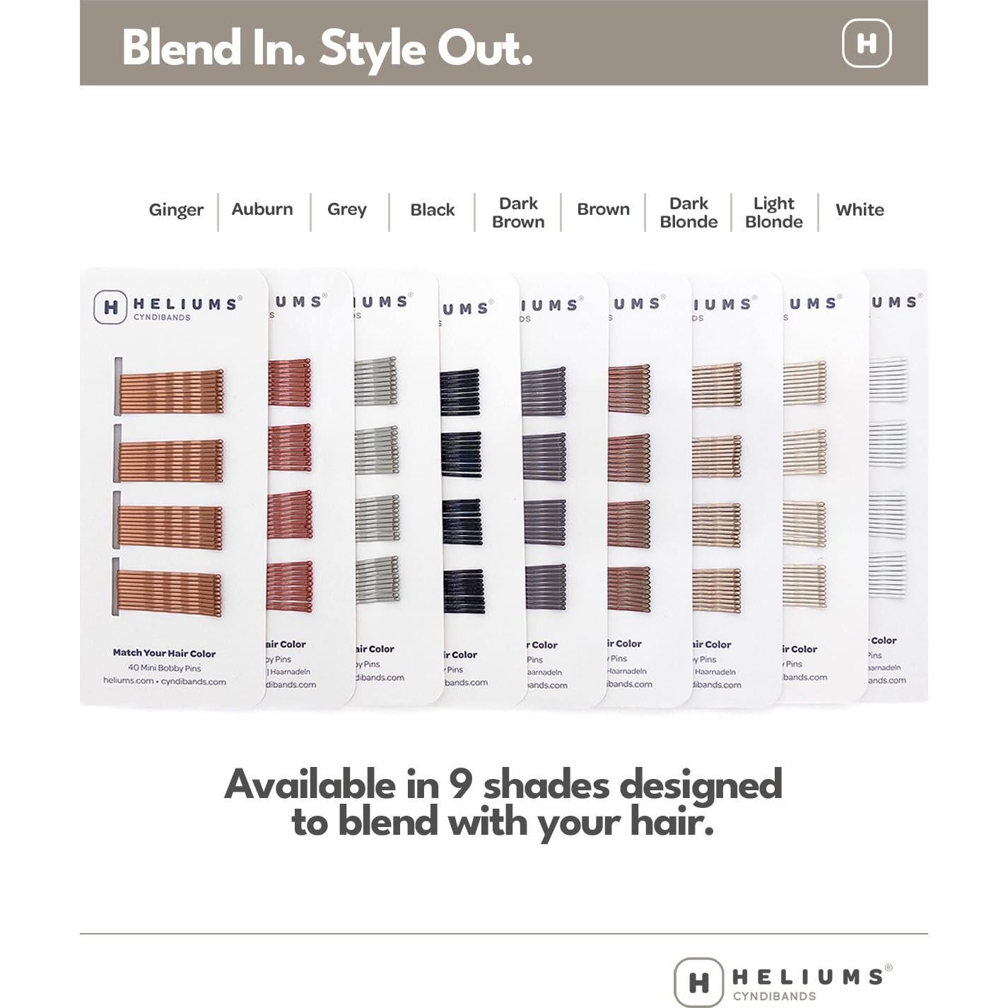 Pinzas Mini Heliums Rubio Ceniza 40 Unidades 3.81 cm Cabello Fino