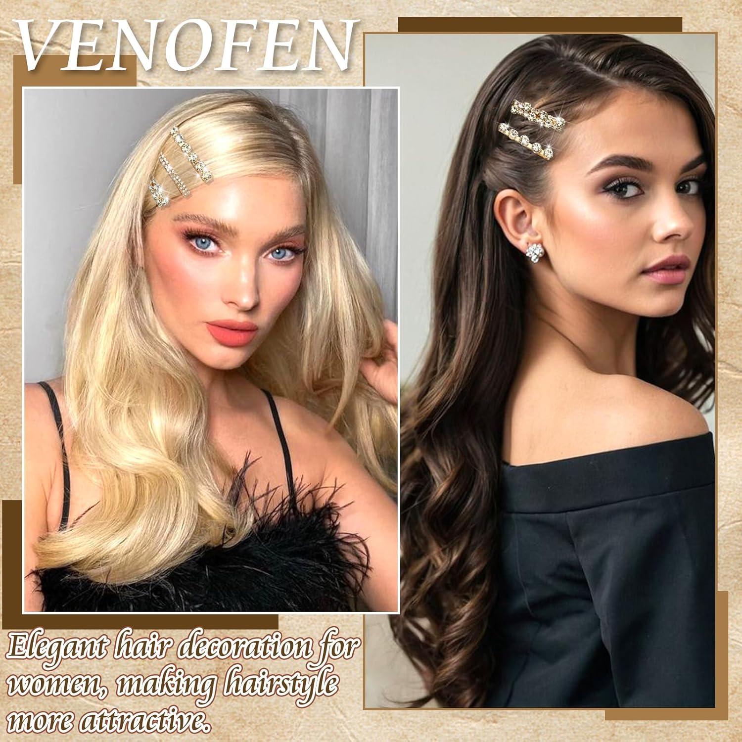 Pasadores de cabello dorados con strass VENOFEN - 5 piezas