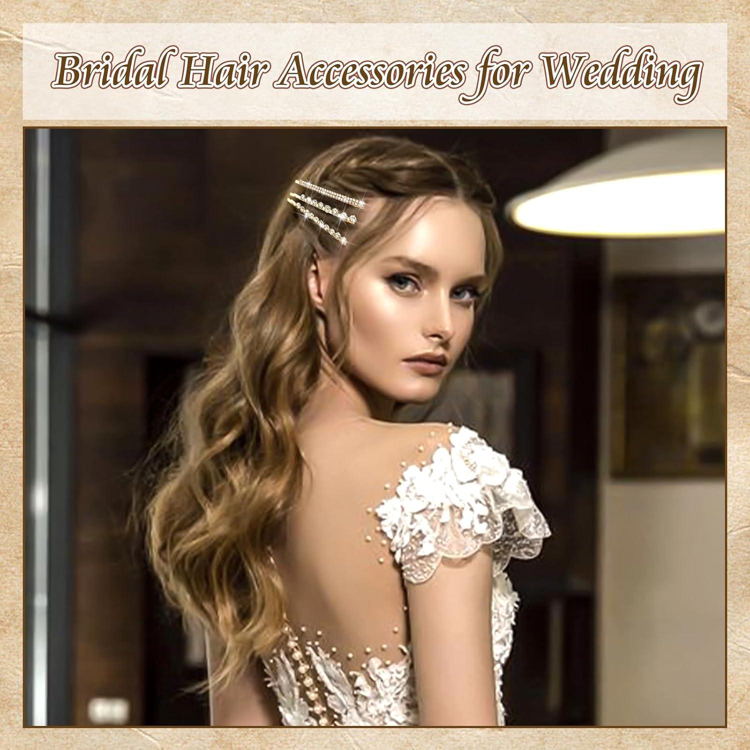 Pasadores de cabello dorados con strass VENOFEN - 5 piezas