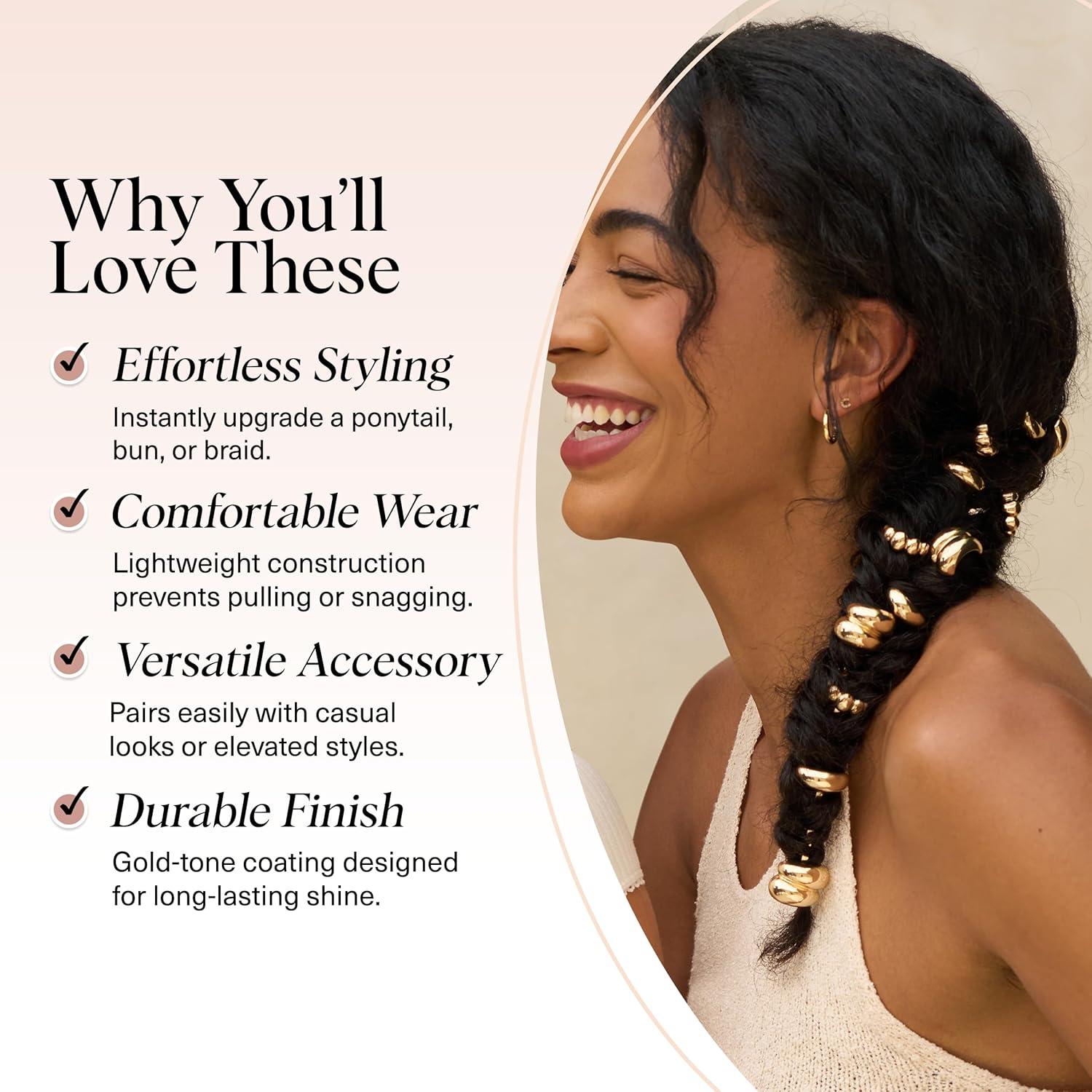 Pasadores de cabello Kitsch Gold - Set de 3 piezas doradas