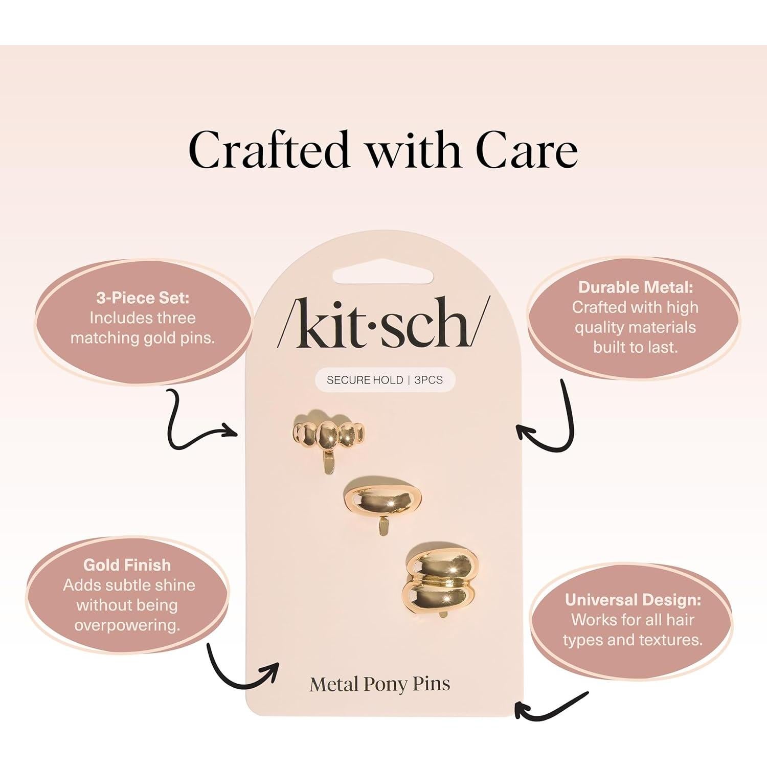 Pasadores de cabello Kitsch Gold - Set de 3 piezas doradas