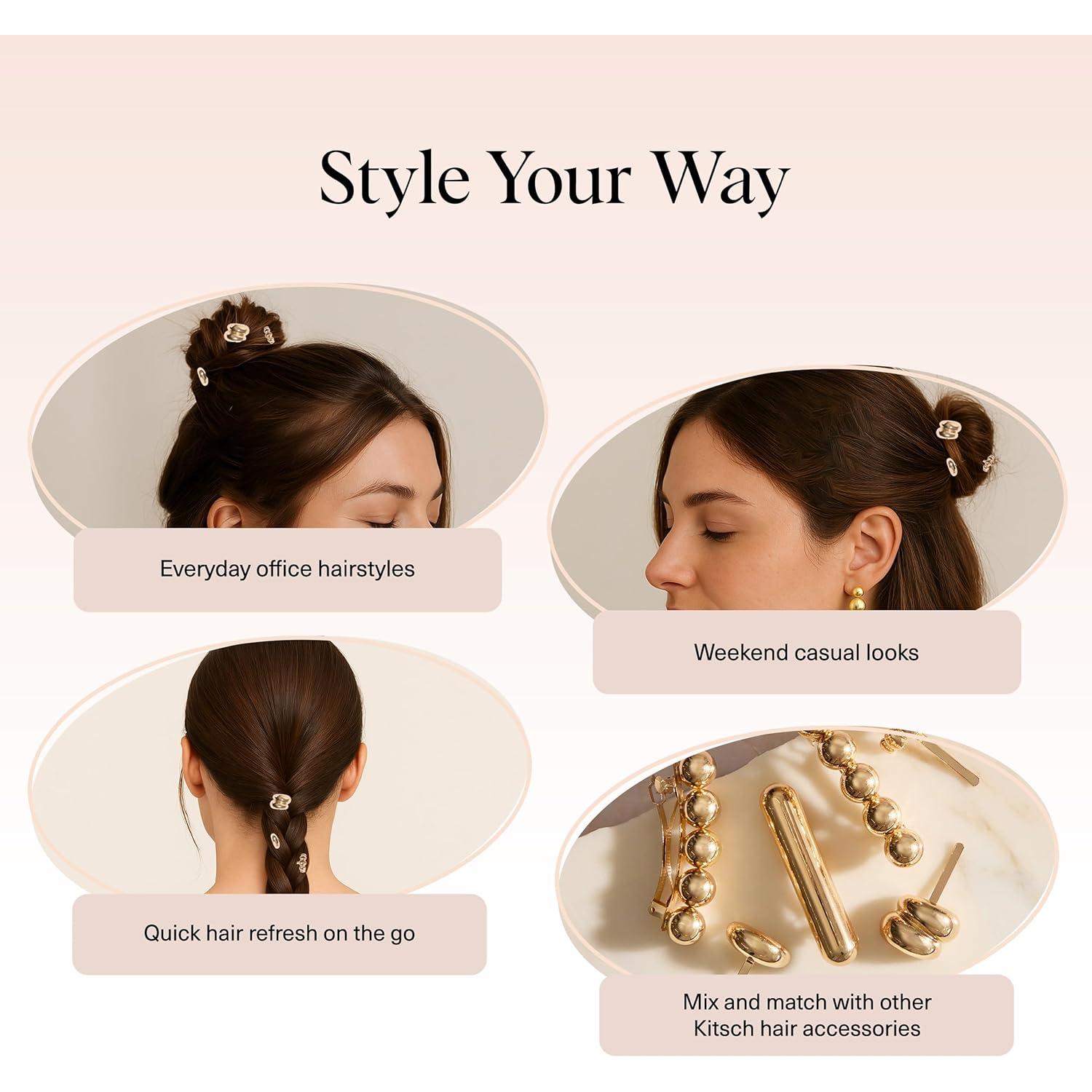 Pasadores de cabello Kitsch Gold - Set de 3 piezas doradas