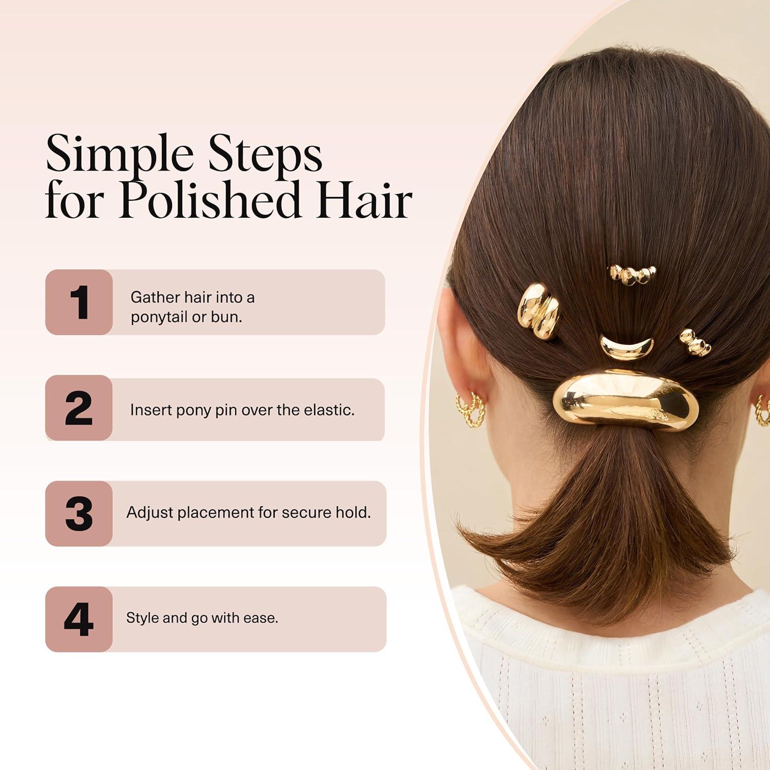 Pasadores de cabello Kitsch Gold - Set de 3 piezas doradas