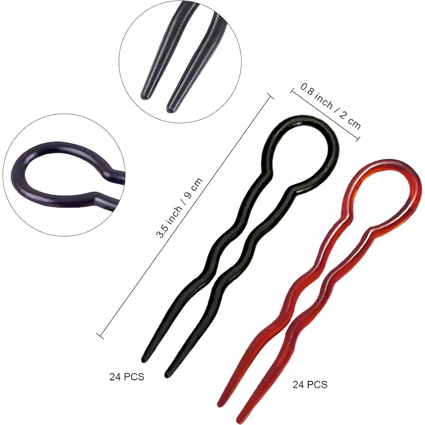 48 Horquillas en U Espiral SHEHARUHI para Peinados - Negro y Marrón