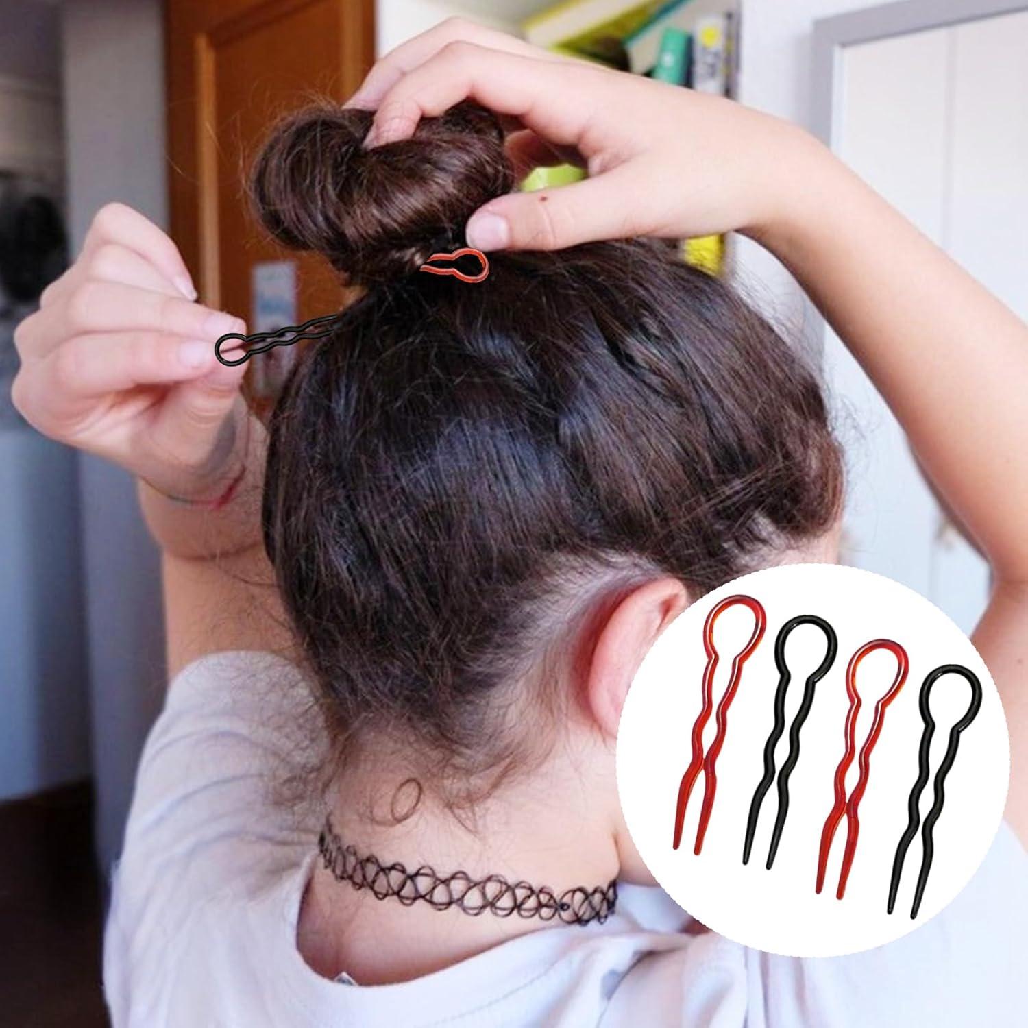 48 Horquillas en U Espiral SHEHARUHI para Peinados - Negro y Marrón