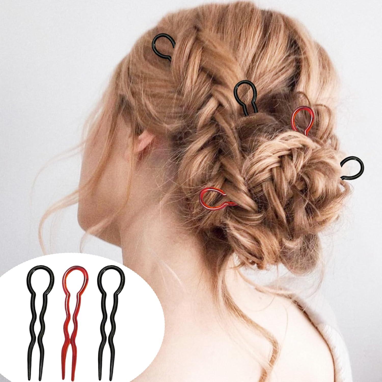 48 Horquillas en U Espiral SHEHARUHI para Peinados - Negro y Marrón