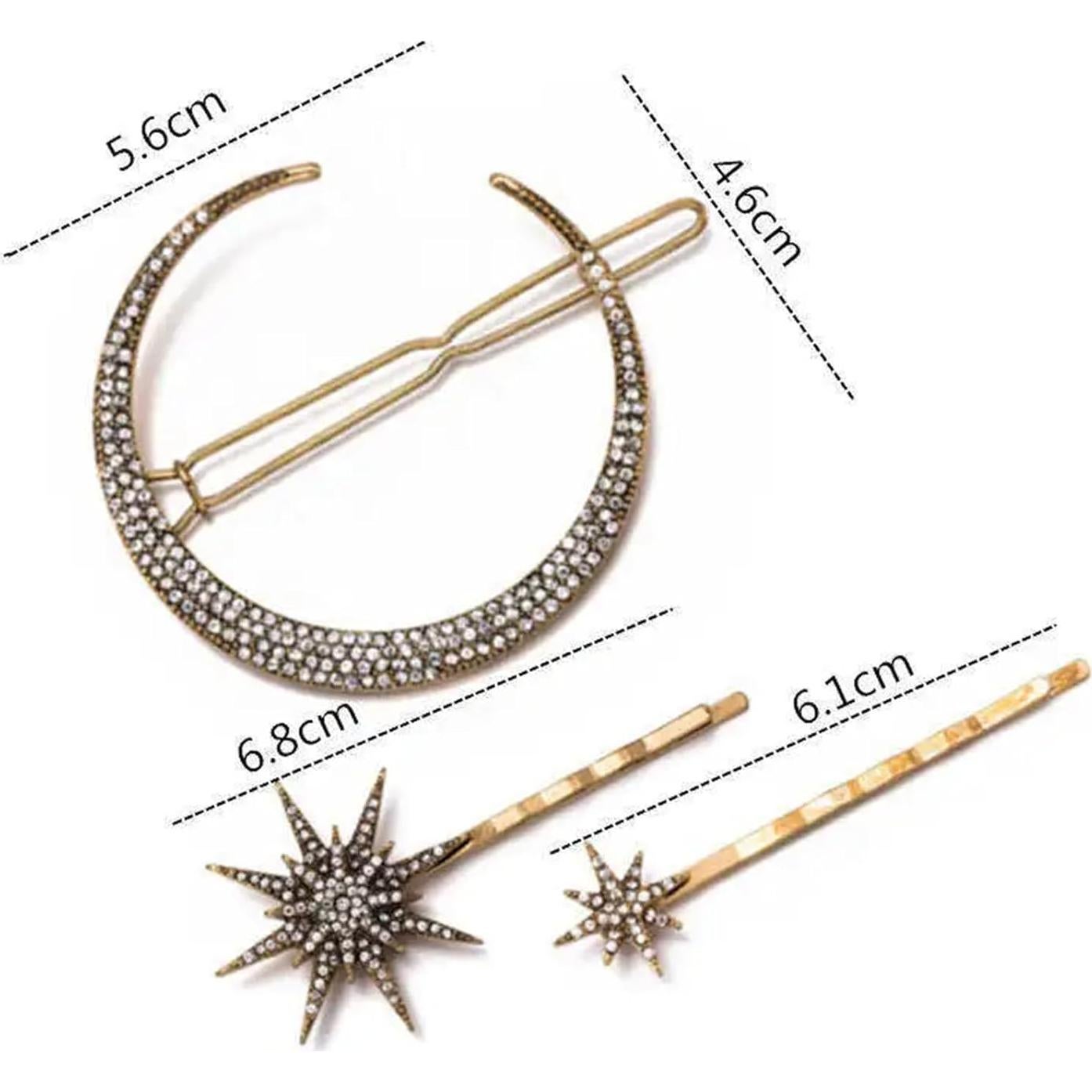 6 Clips para el Cabello Estrella y Luna mdgfge - Rhinestones