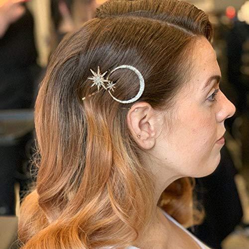 6 Clips para el Cabello Estrella y Luna mdgfge - Rhinestones