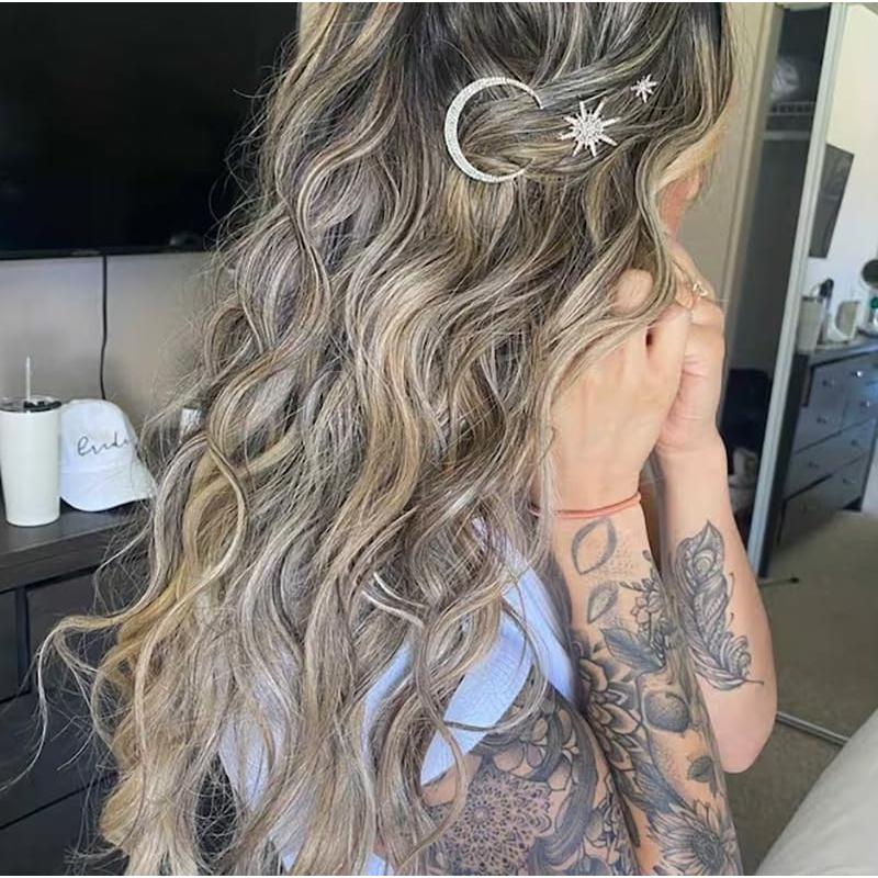 6 Clips para el Cabello Estrella y Luna mdgfge - Rhinestones