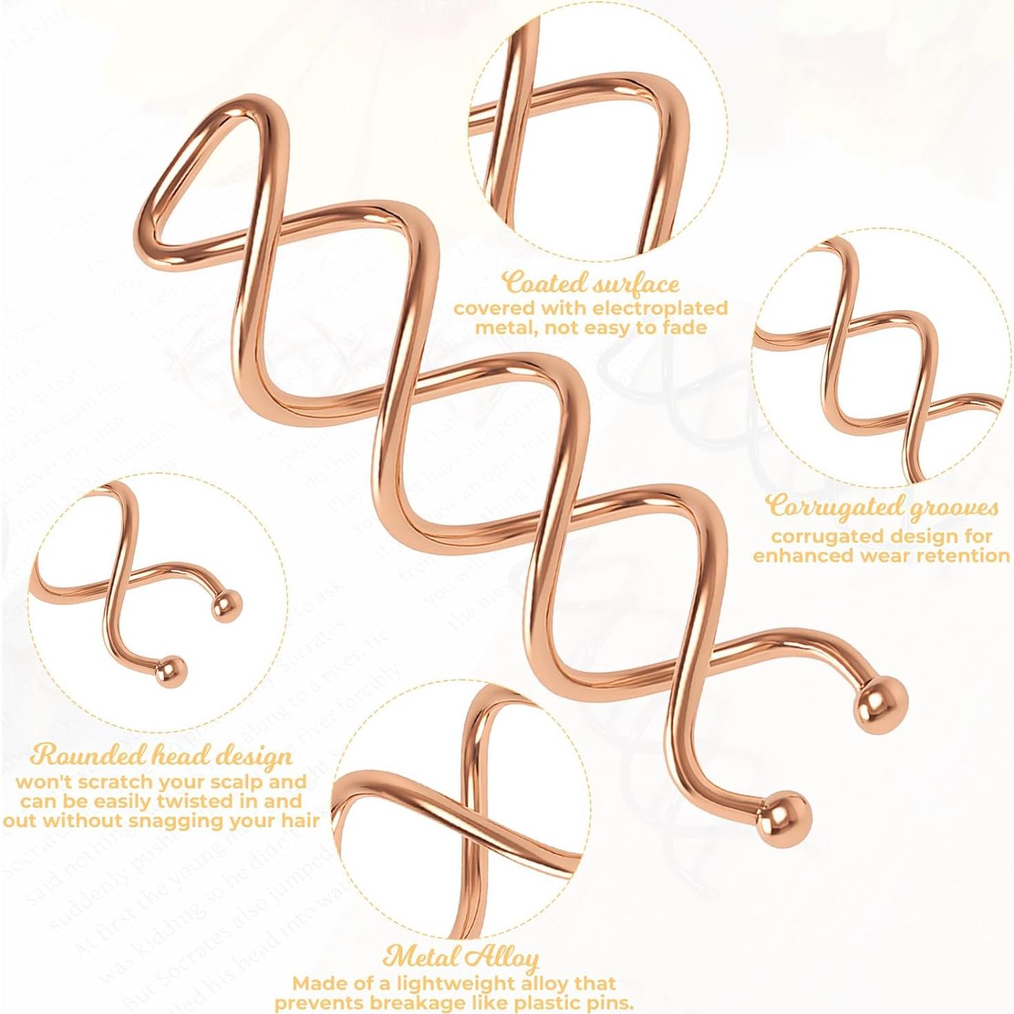 30 Horquillas Espirales KALIONE en 3 Colores 6 cm