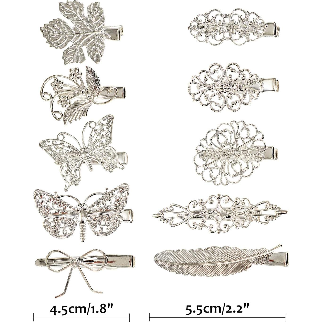 Paquete de 30 Clips de Pelo Retro Vintage Metal Plateado