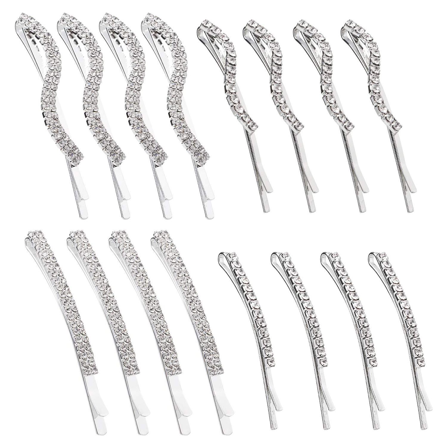 16 Piezas Pinzas para el Cabello Folansy con Rhinestone y Metal