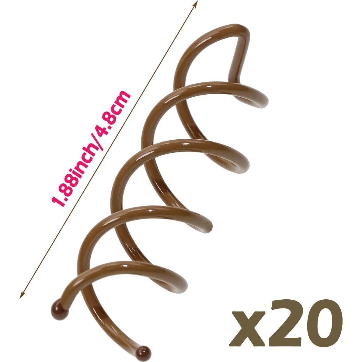 Pinzas de Cabello en Espiral Mini Skater Set de 20 Marrón