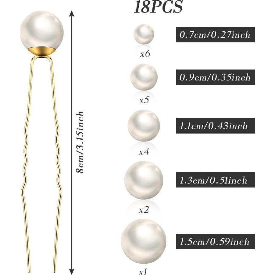 18 Horquillas de Perlas Doradas Dayofun para Boda y Eventos