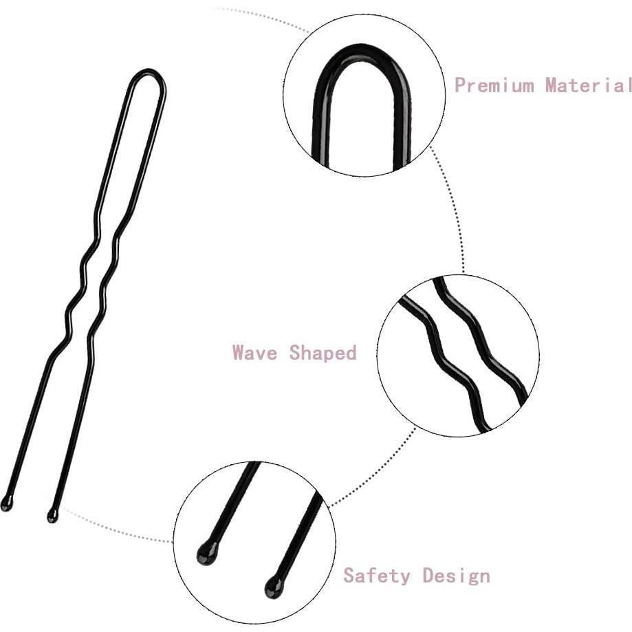 200 Pasadores de Pelo en Forma de U WSICSE 6.1 y 5.1 cm Negro