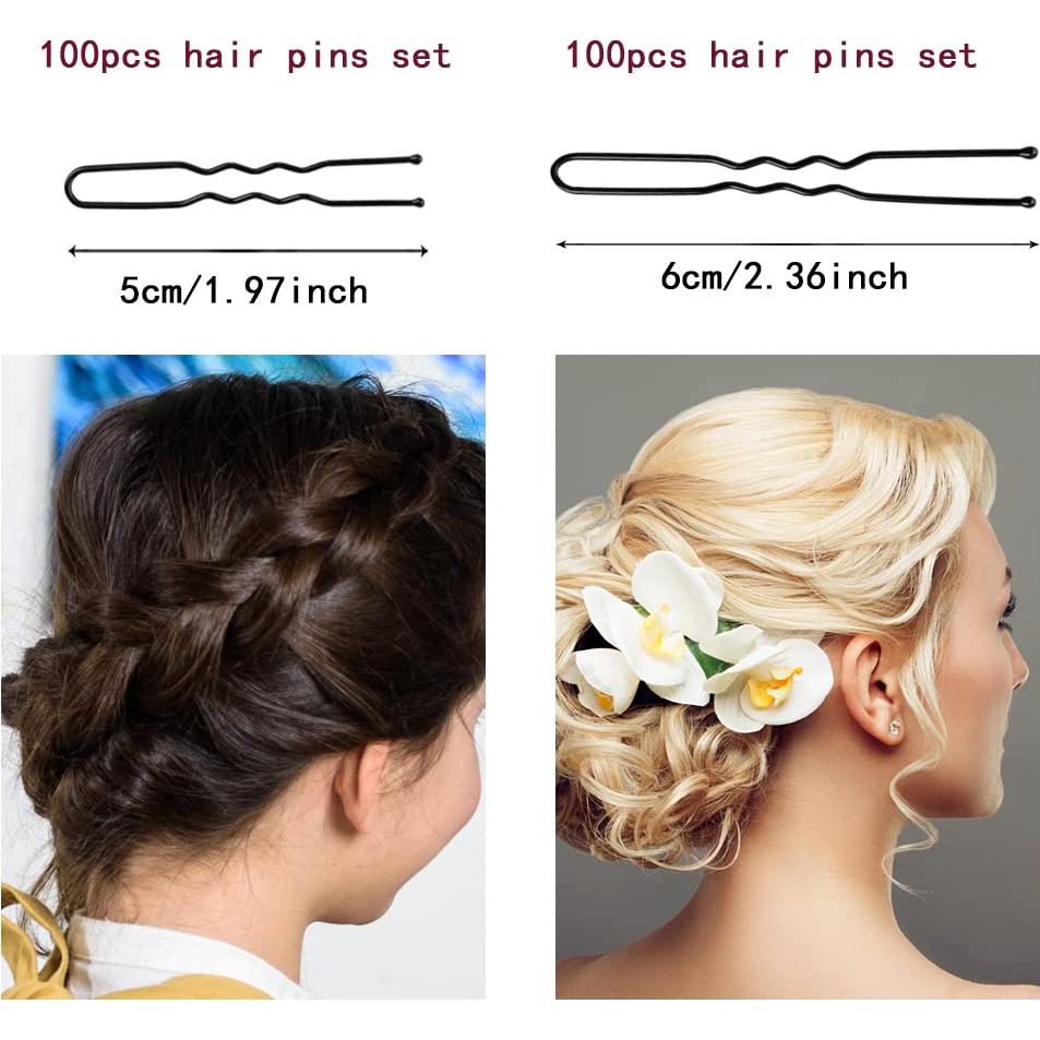 200 Pasadores de Pelo en Forma de U WSICSE 6.1 y 5.1 cm Negro