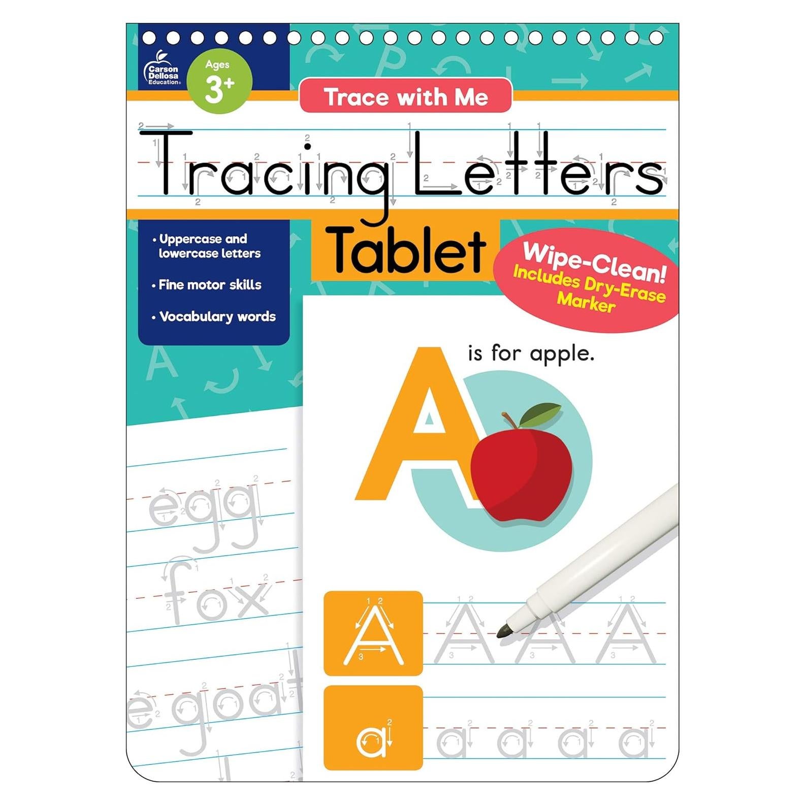 Carson Dellosa Trace With Me Letter Tracing Books for Kids Ages 3-5, Dry Erase Preschool Workbook, Learn to Write the Alphabet With Wipe Clean Handwriting Practice