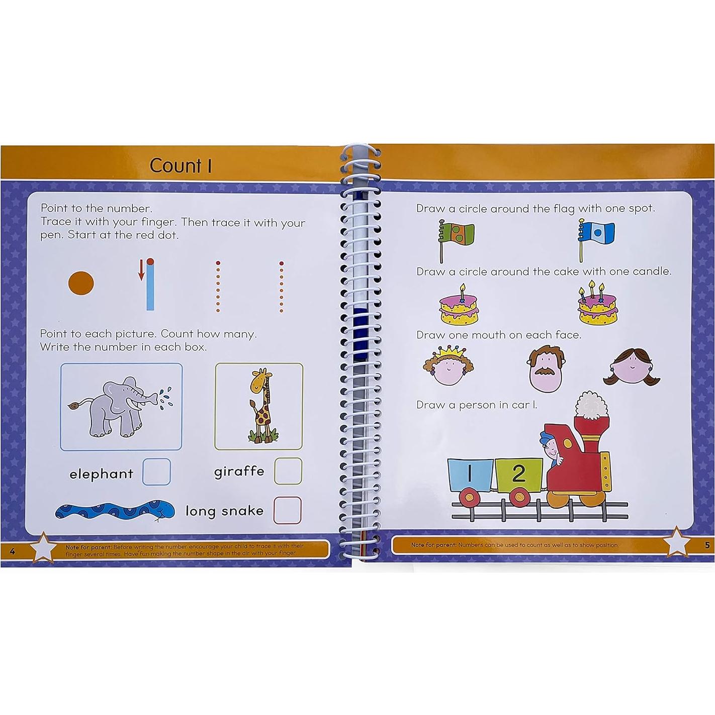 Wipe Clean Number Tracing Workbook for Preschool Kids Ages 3-5: Practice Pen Control, Numbers, Early Math Skills, Wipe Off Pen Included (Gold Star Series)