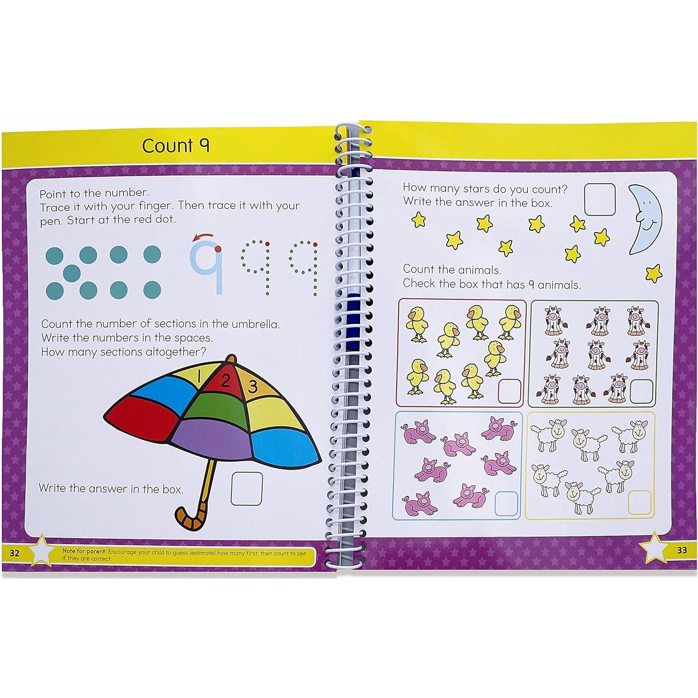 Wipe Clean Number Tracing Workbook for Preschool Kids Ages 3-5: Practice Pen Control, Numbers, Early Math Skills, Wipe Off Pen Included (Gold Star Series)
