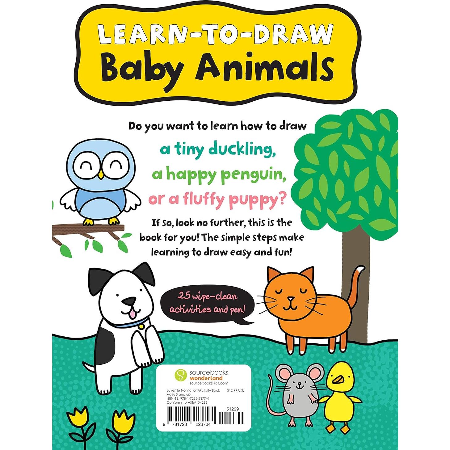 My First Learn-To-Draw: Baby Animals: Coloring Book for Toddlers with 25 Wipe Clean Activities and Marker (Perfect Christmas Gift or Stocking Stuffer) (My First Wipe Clean How-To-Draw)