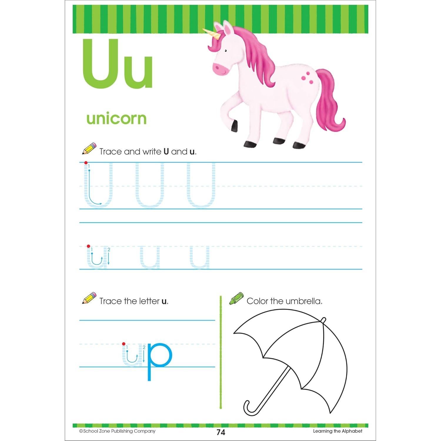 School Zone - Preschool Fold-Out Fun! Write & Reuse Workbook - 240 Pages, Ages 3 to 5, Wipe-Clean Activities, Tracing Letters & Numbers, Colors, Shapes, Counting, Early Math, Stickers, and More