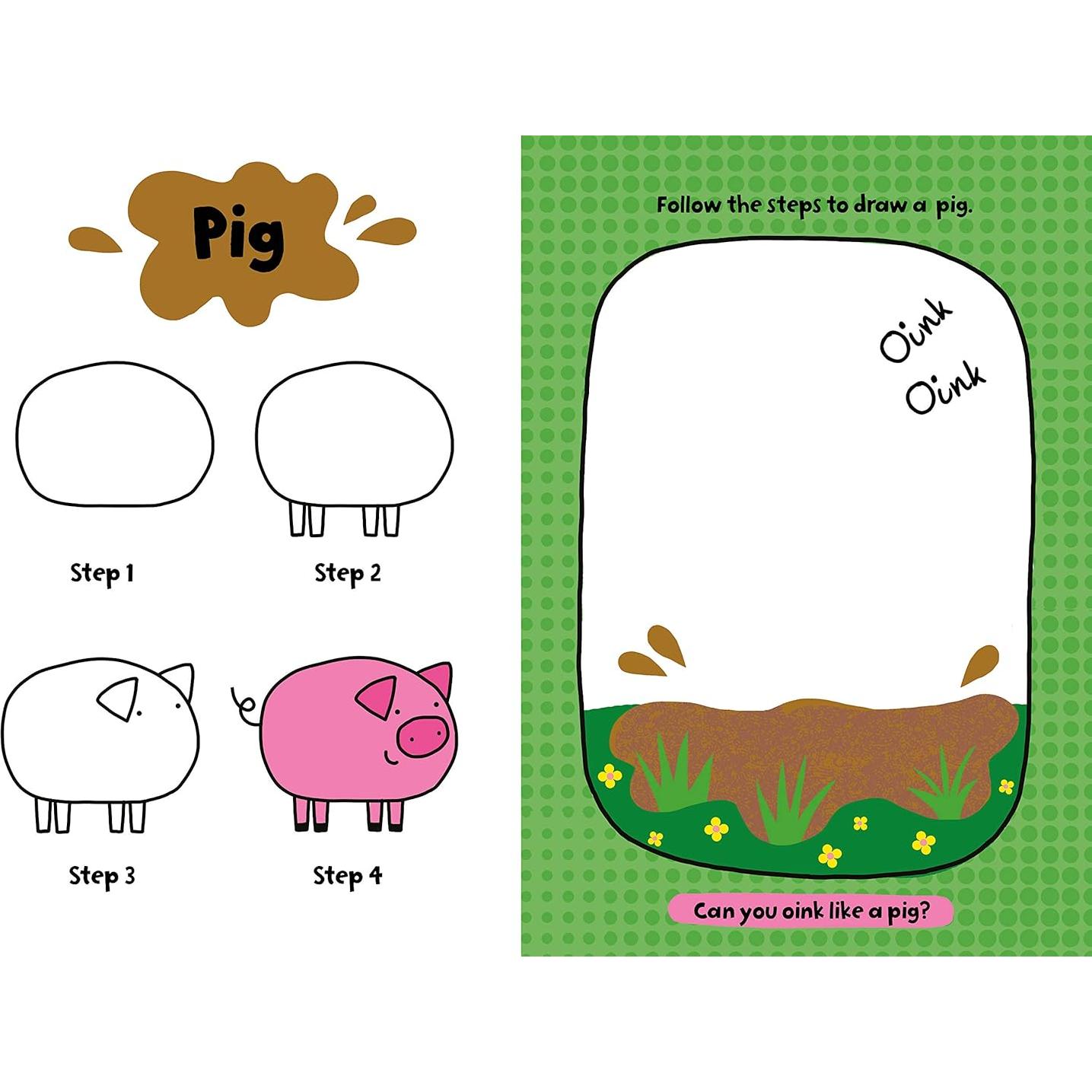 My First Learn-To-Draw: Farm Animals: Coloring Book for Toddlers with 25 Wipe Clean Activities and Marker (My First Wipe Clean How-To-Draw)