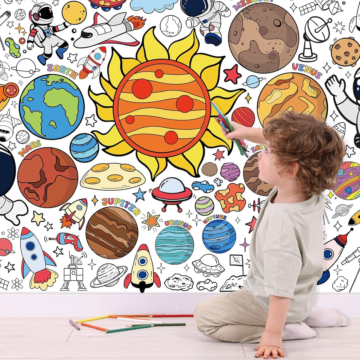 Póster para Colorear Espacio TAKEALOOKO 90 x 182 cm Fiesta