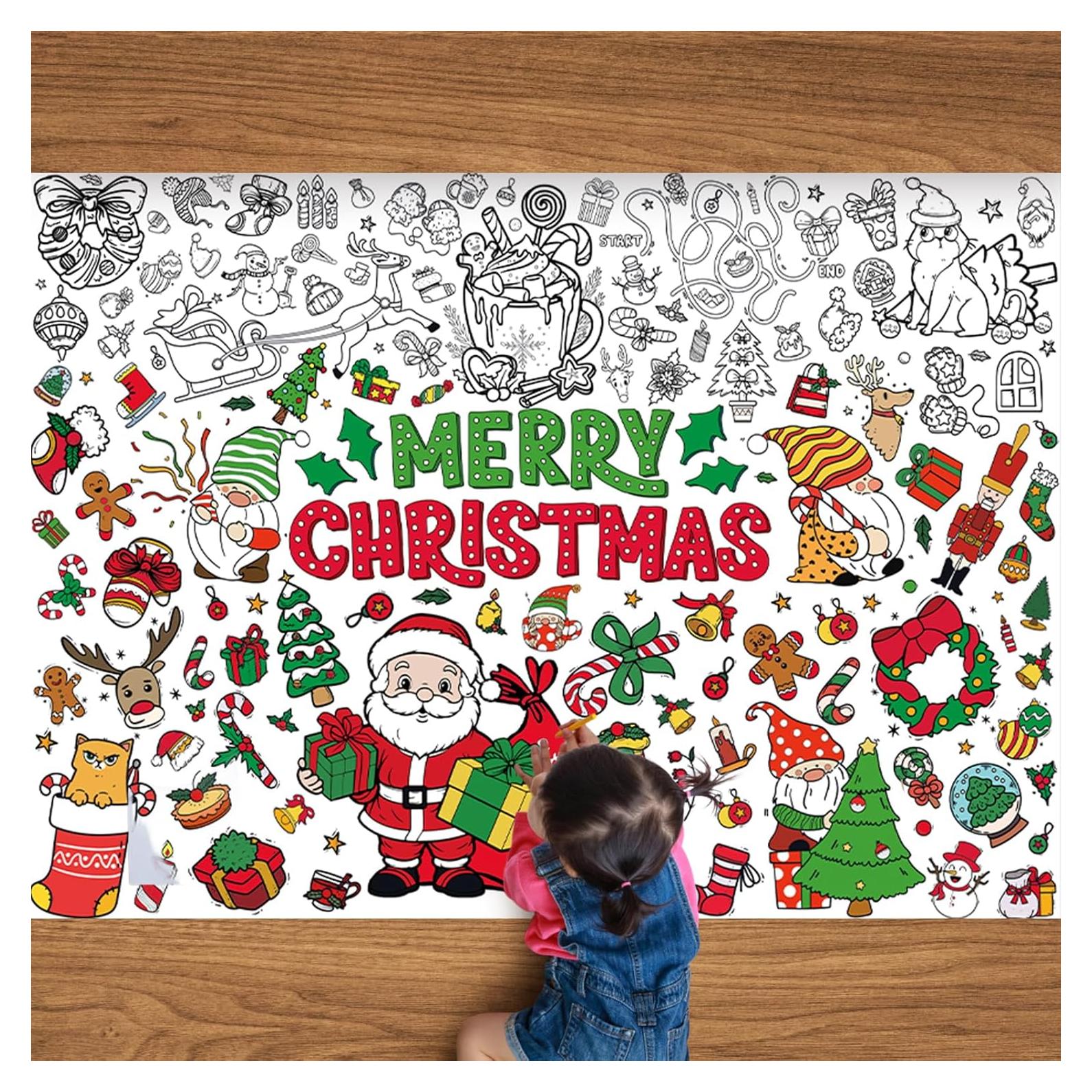 Cartel Gigante para Colorear Navidad PEUTIER 110x80cm con 12 Marcadores