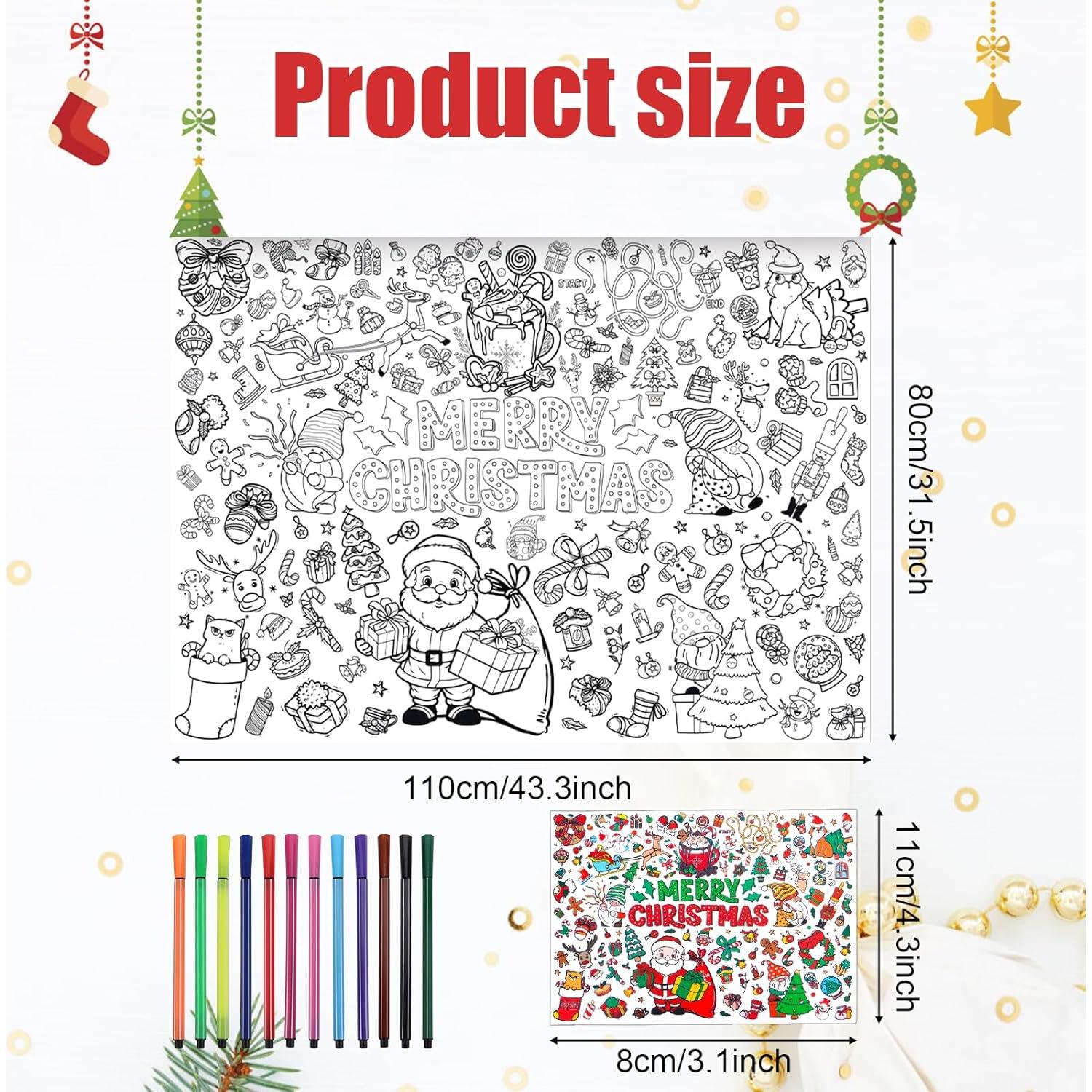 Cartel Gigante para Colorear Navidad PEUTIER 110x80cm con 12 Marcadores