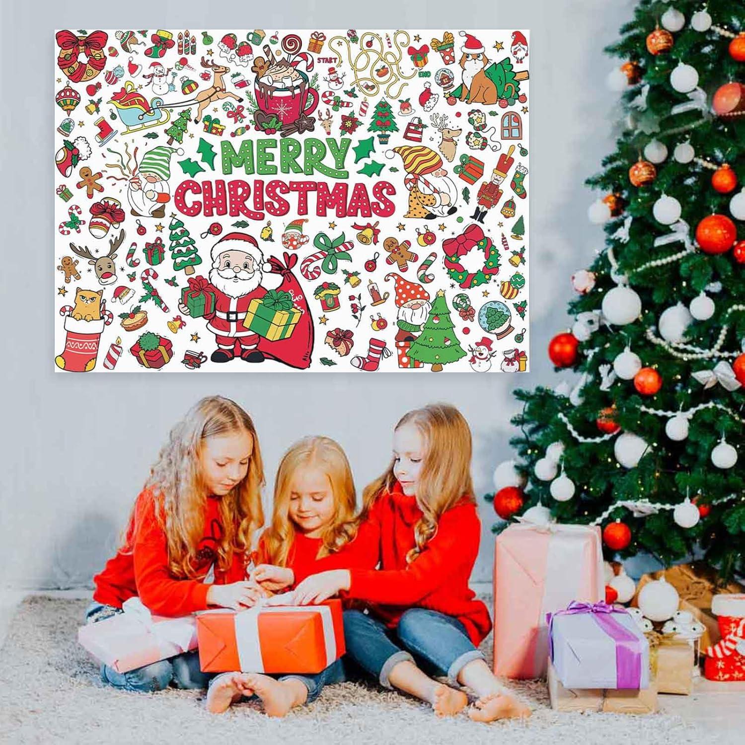 Cartel Gigante para Colorear Navidad PEUTIER 110x80cm con 12 Marcadores