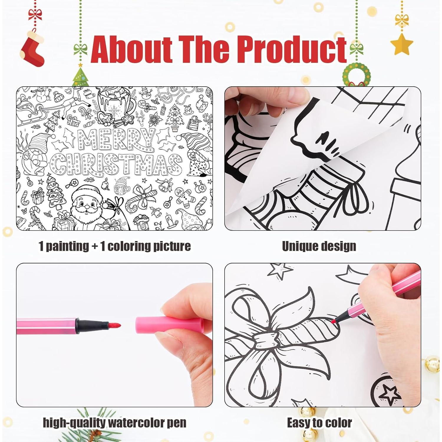 Cartel Gigante para Colorear Navidad PEUTIER 110x80cm con 12 Marcadores