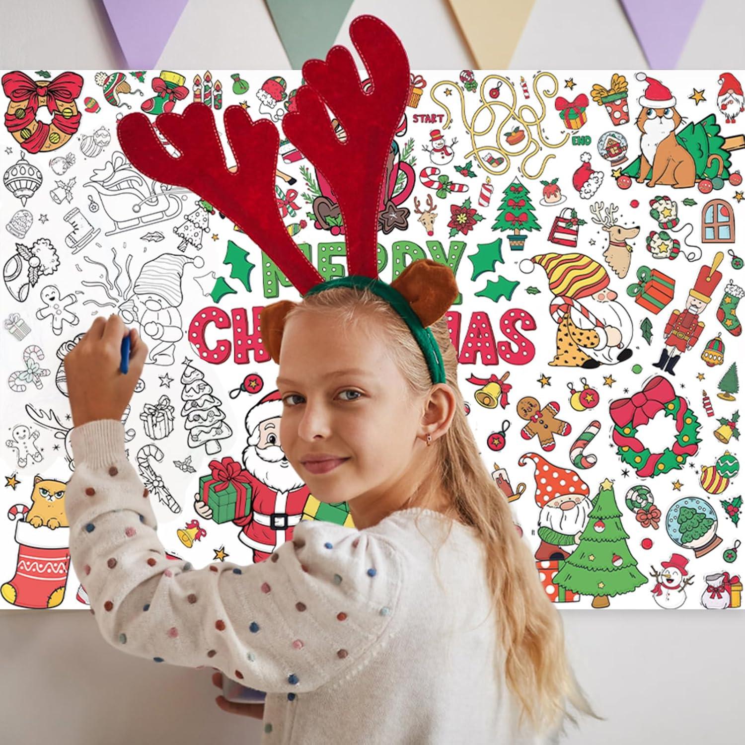 Cartel Gigante para Colorear Navidad PEUTIER 110x80cm con 12 Marcadores