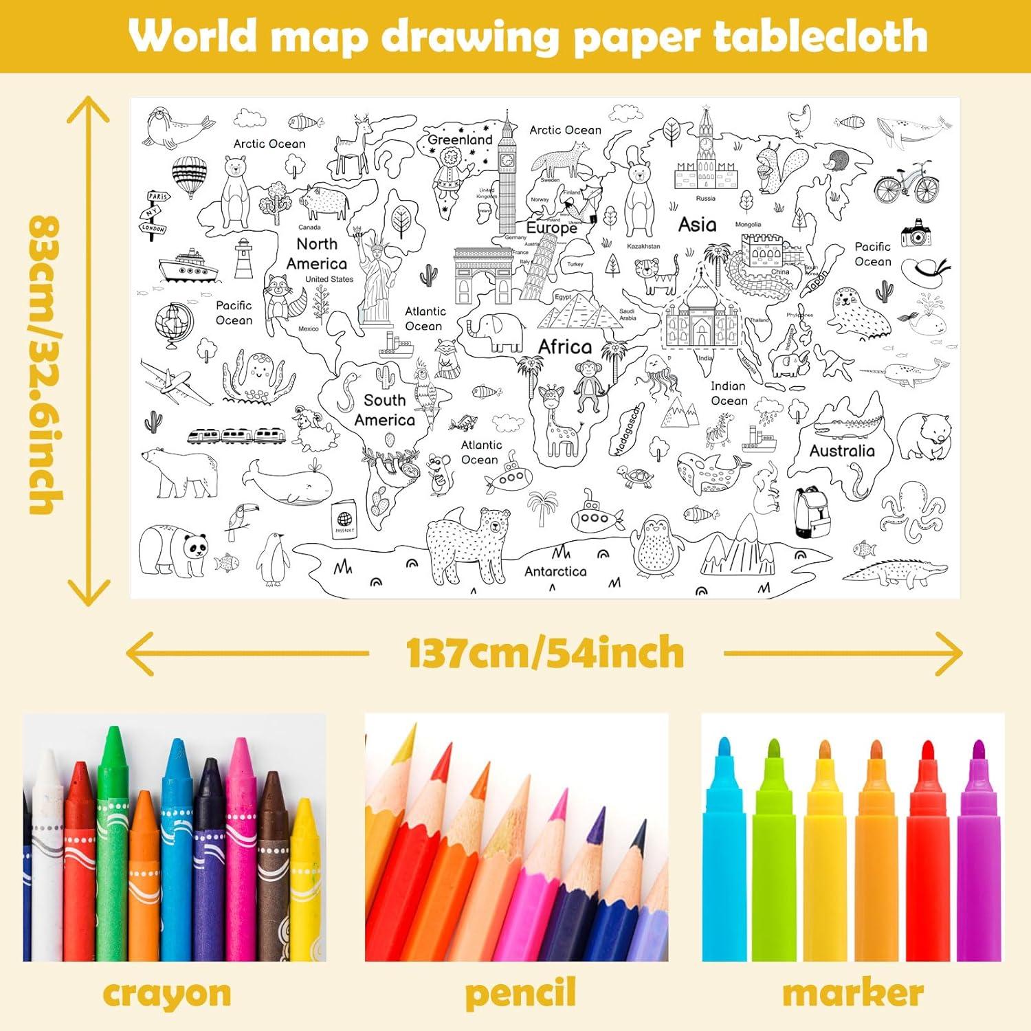 Póster Mapa Mundial para Colorear YiiiGoood 83x137 cm