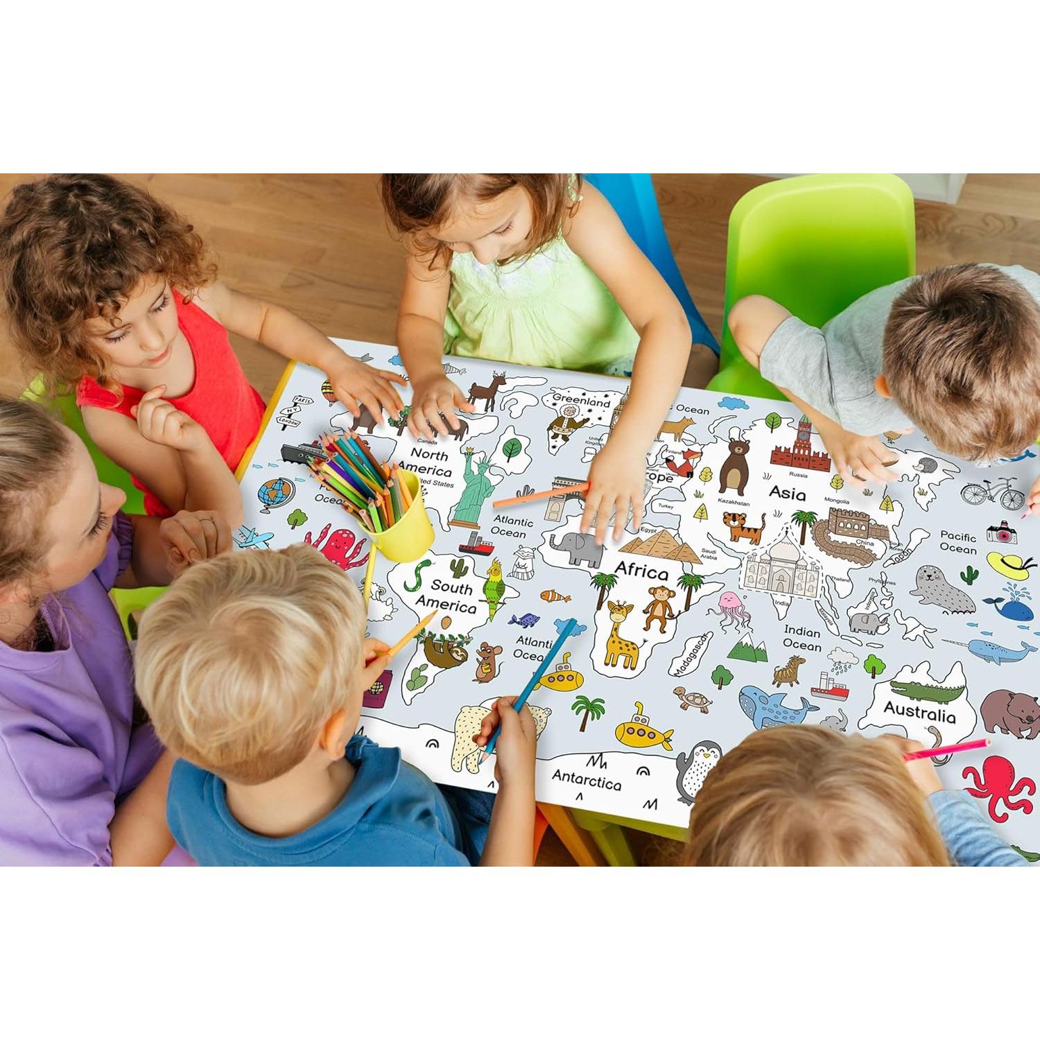 Póster Mapa Mundial para Colorear YiiiGoood 83x137 cm