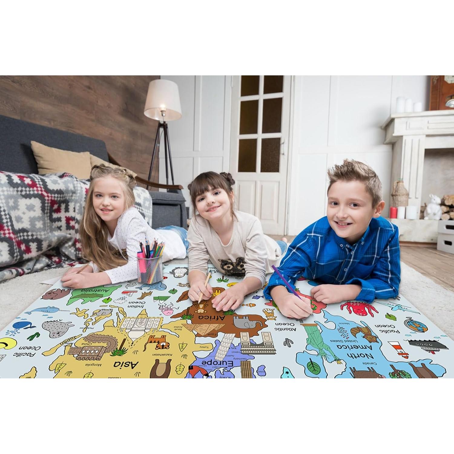 Póster Mapa Mundial para Colorear YiiiGoood 83x137 cm