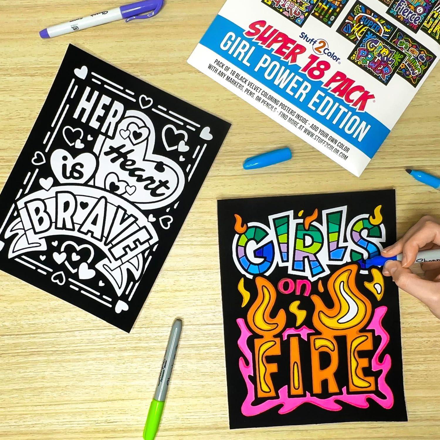 Pack de 18 Pósters de Colorear Terciopelo Difuso - Stuff2Color