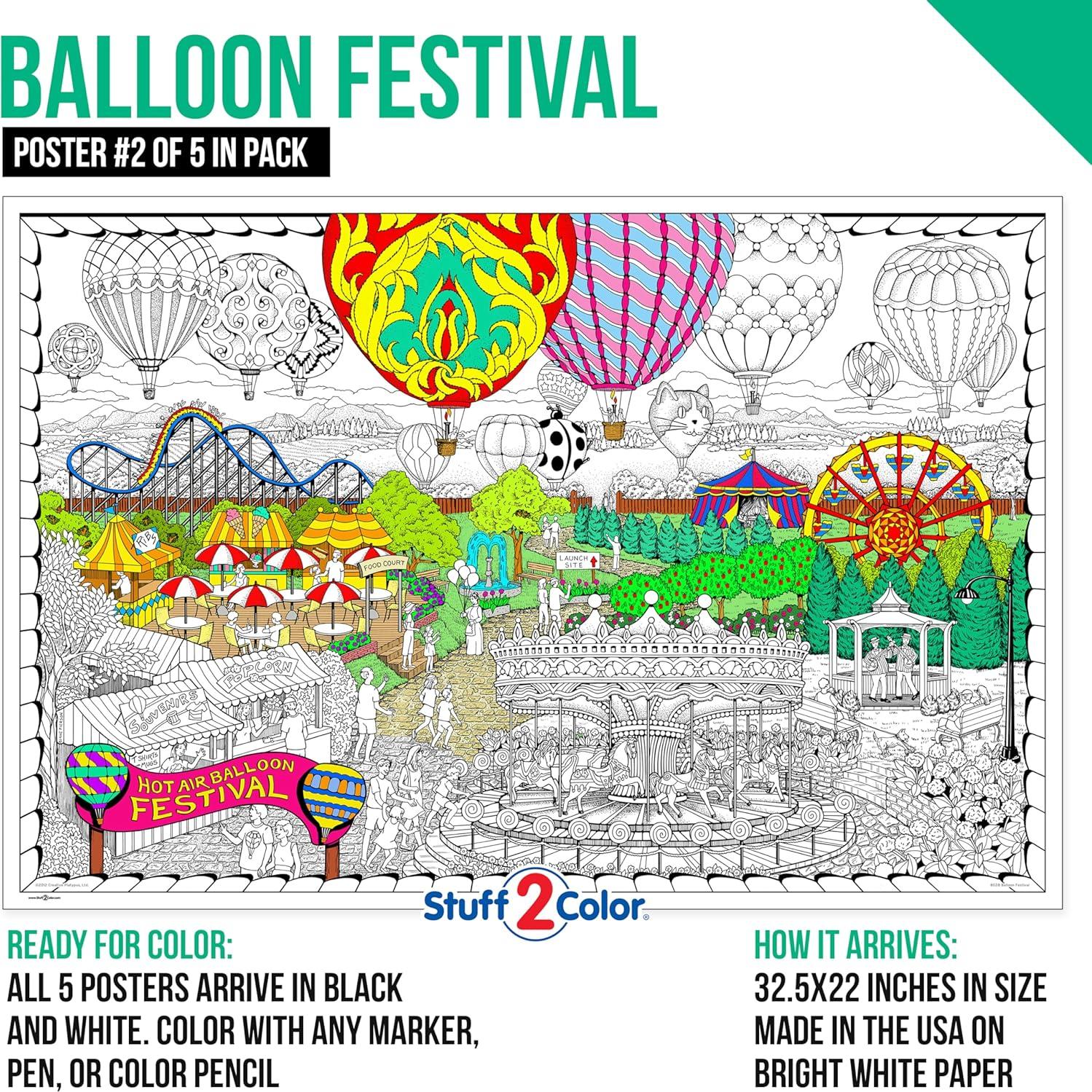 Póster Gigante para Colorear Stuff2Color - 5 Pósters 82.55x55.88cm