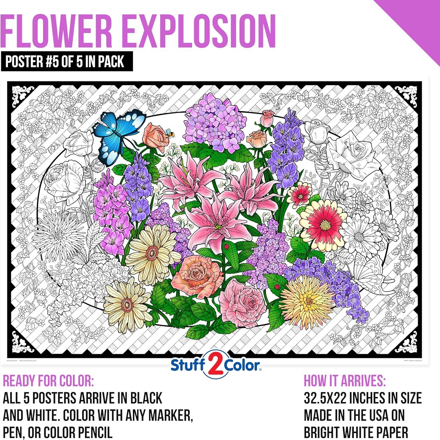 Póster Gigante para Colorear Stuff2Color - 5 Pósters 82.55x55.88cm